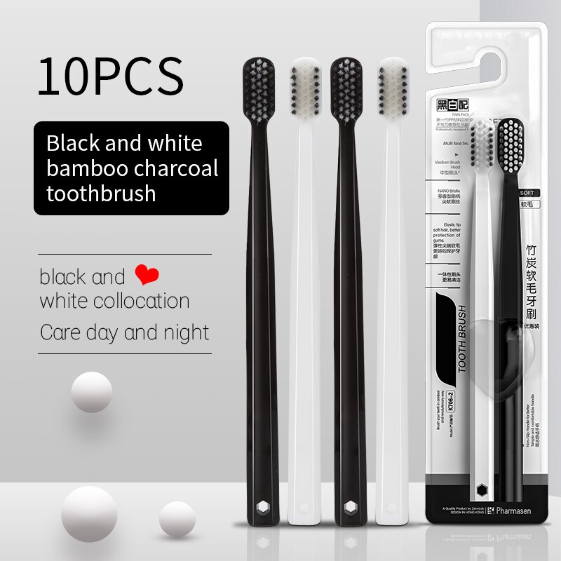 Bamboo Toothbrush - 10 peças escova de carvão de