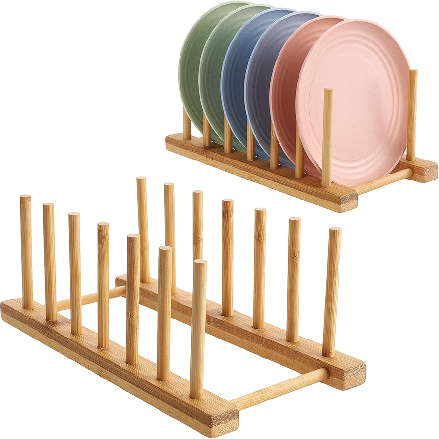 Bamboo Cutlery - 1 pces/2 pces cremalheira de prato